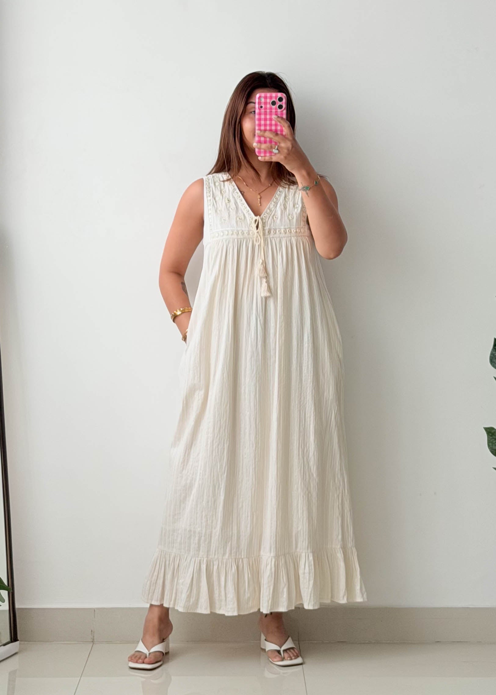 Size S-M Cream Boho Maxi Dress