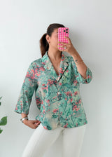 Size M-L Mint Floral Shirt