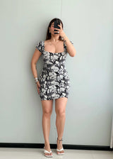 SIZE XS-S, Printed Mesh with lining Mini Dress - Closet by Payal