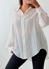 Size S-M White Oversized Linen Shirt
