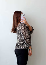 Size S-M Black Floral Sheer Top