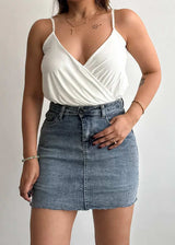 SIZE XS-S,Solid Cotton Ribbed BodySuit - Closet by Payal