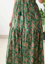 Size XS-S, Green Paisley Strapless Maxi Dress