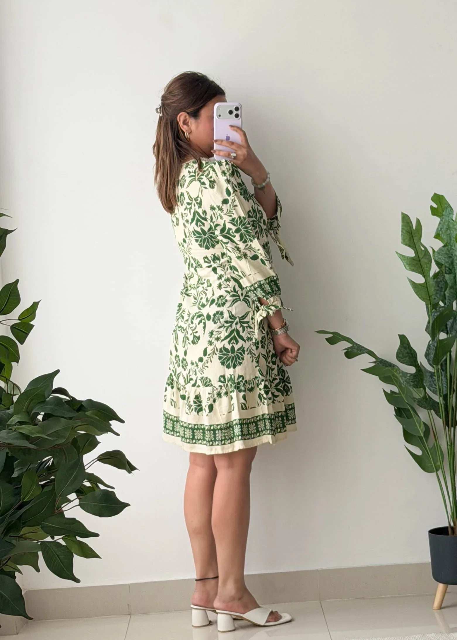 Green Floral Printed A-Line Dress
