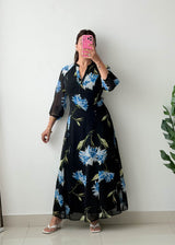 Size M Blue Floral Maxi Dress