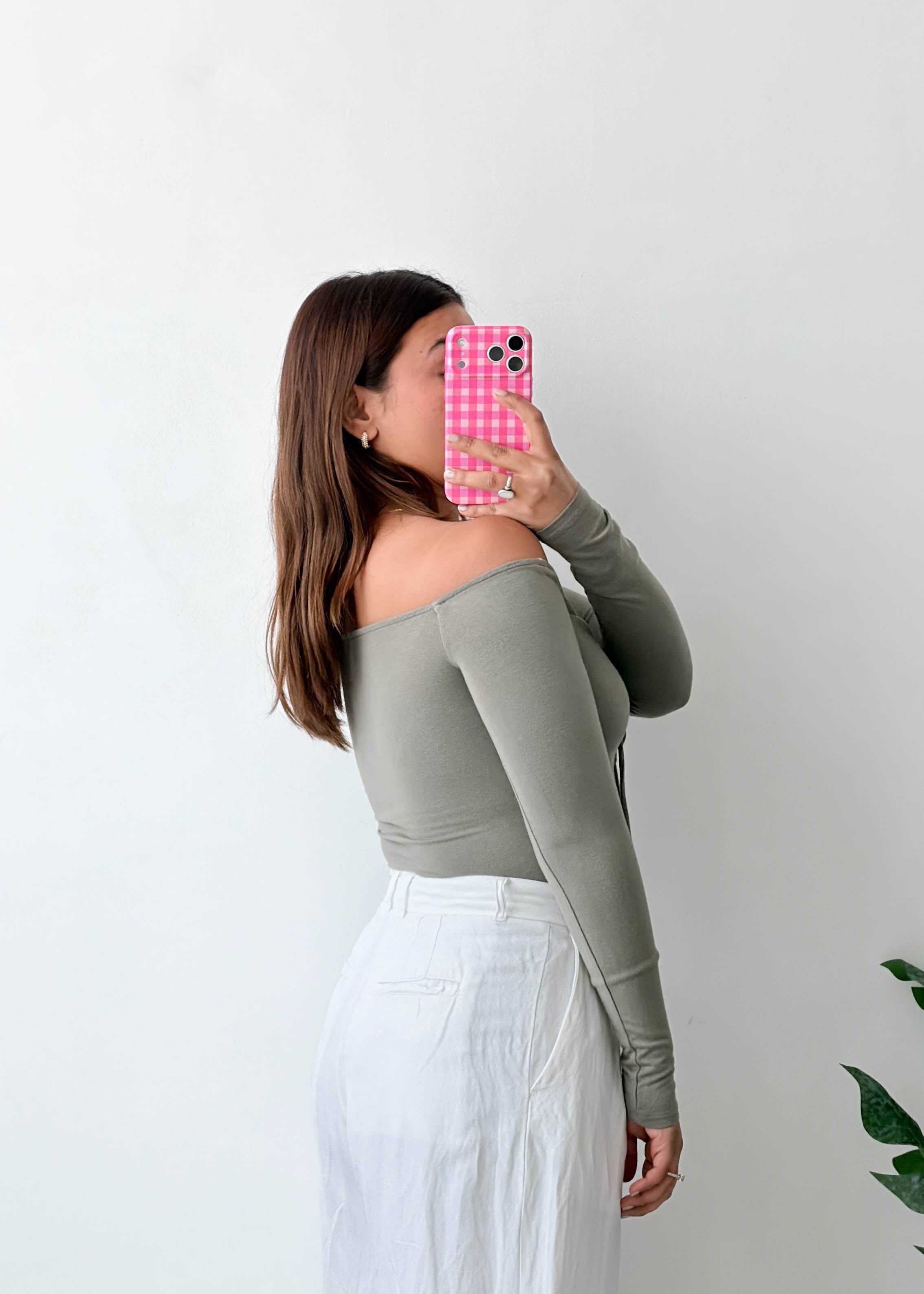 Size XS-S Sage Lace-Up Off-Shoulder Bodysuit