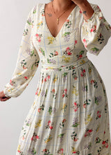 Size L-XL Cream Floral Tiered Maxi Dress