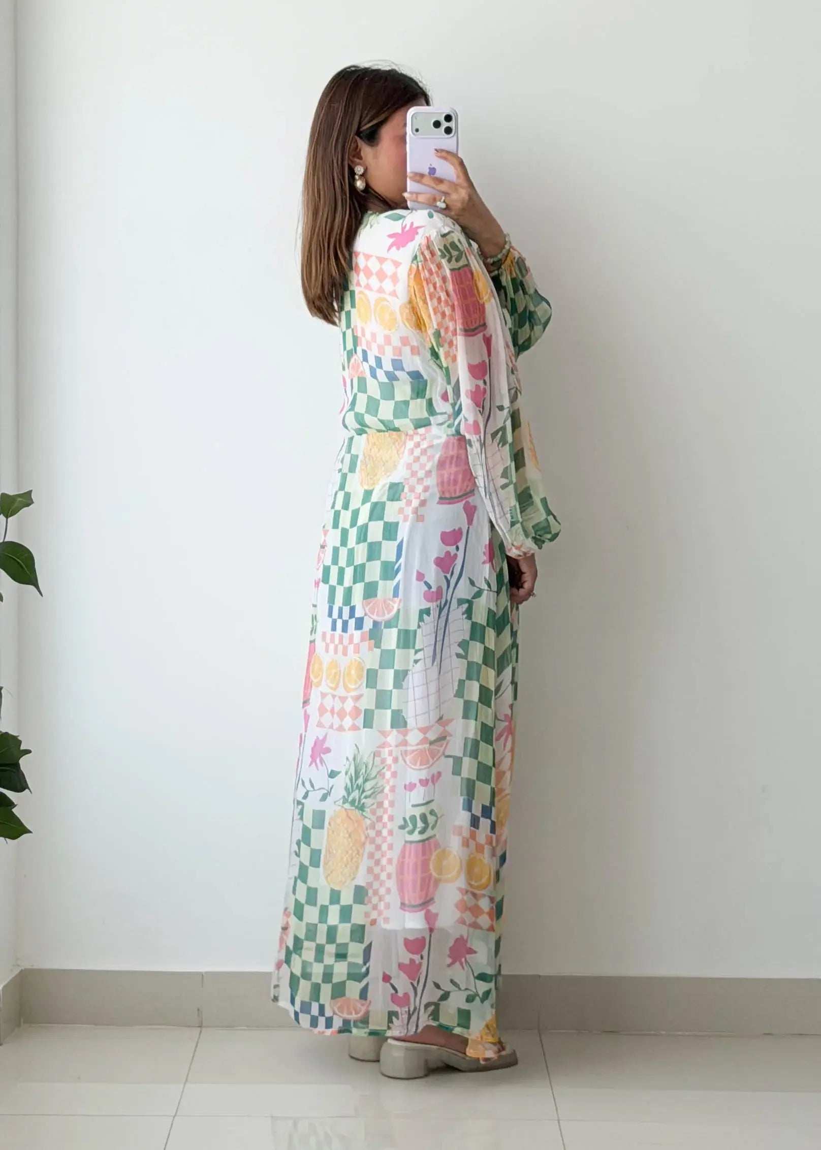 Size L-XL, Pastel Patch Print Maxi Dress