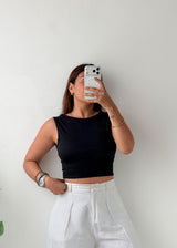 Size XS-S Black Open Back Tank Top