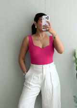 Size S-M, Pink Sweetheart Neck Tank Top - Closet by Payal
