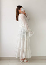 Size S-M White Tiered Ruffle Maxi Dress