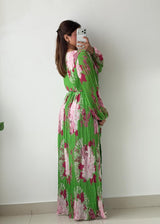 Size XS-S Green Floral Print Maxi Dress