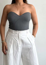 SIZE M-L, Solid Cotton Ribbed BodySuit - Closet by Payal