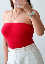 Size XS-S Red Strapless Bodysuit