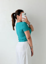 Size M-L Teal Basic Crop Top