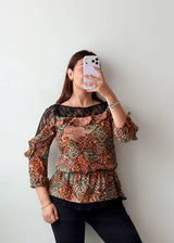 S-M Multicolor Paisley Lace Top