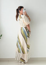 Size M-L Multicolor Stripe Wrap Maxi Dress