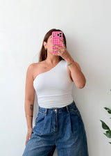 Size XS-S White One-Shoulder Bodysuit