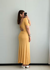 SIZE S-M, Cotton Ribbed Maxi Dress