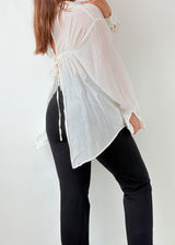 Size S-M White Oversized Linen Shirt
