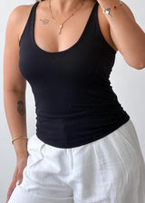 Size S-M Black Scoop Neck Tank Top