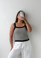 Size M-L Black & White Crochet Knit Tank Top