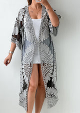 Free Size Black & White Mesh Lace Cover-Up