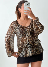 Size S-M Leopard Print Peplum Top
