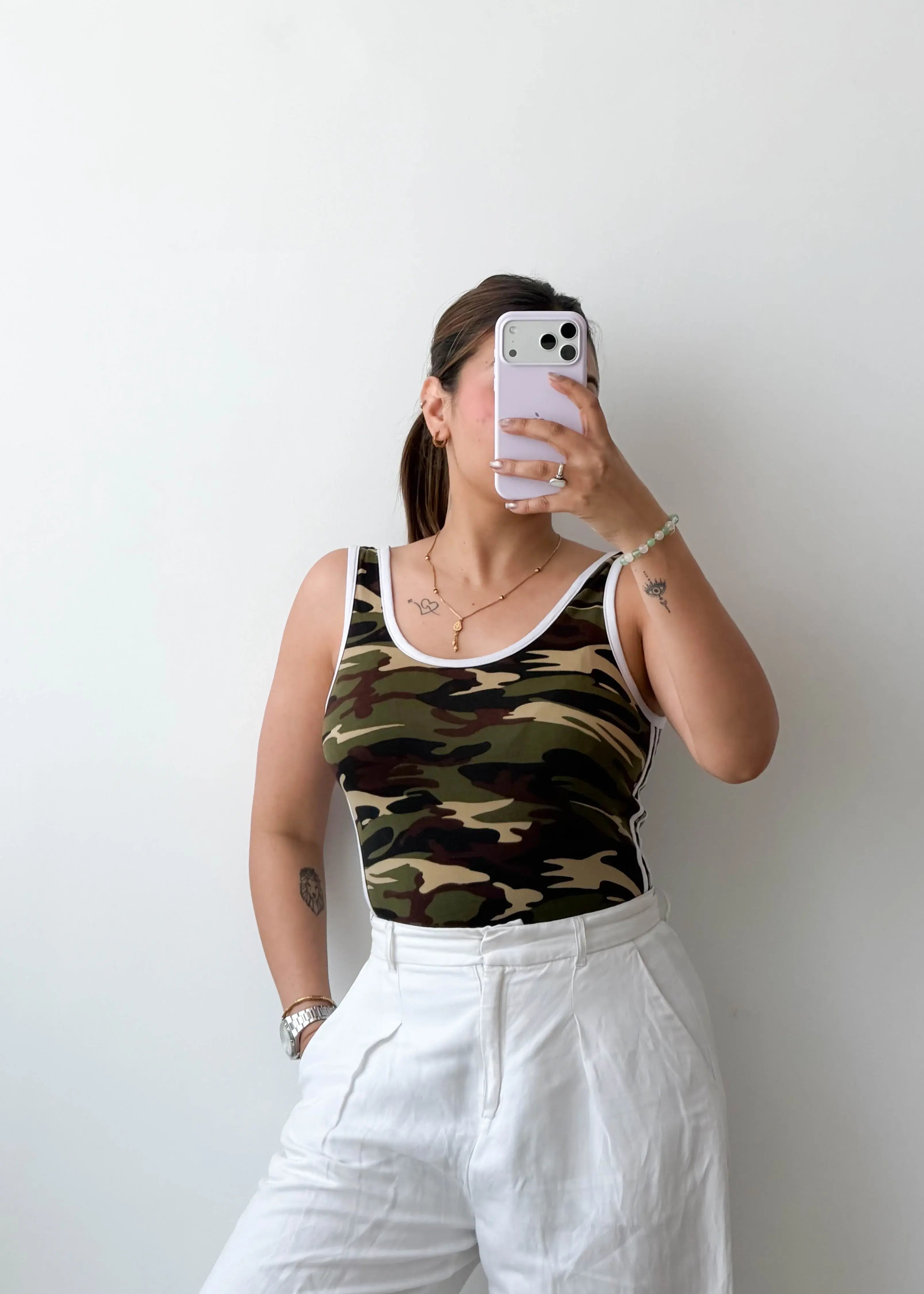 Size M-L Camouflage Tank Bodysuit