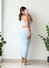Size S-M, Light Blue Cut-Out Midi Dress - Closet by Payal