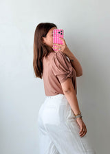 Size L-XL Mauve Puff Sleeve Bodysuit