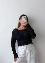 Size M-L Black Textured Mesh Top
