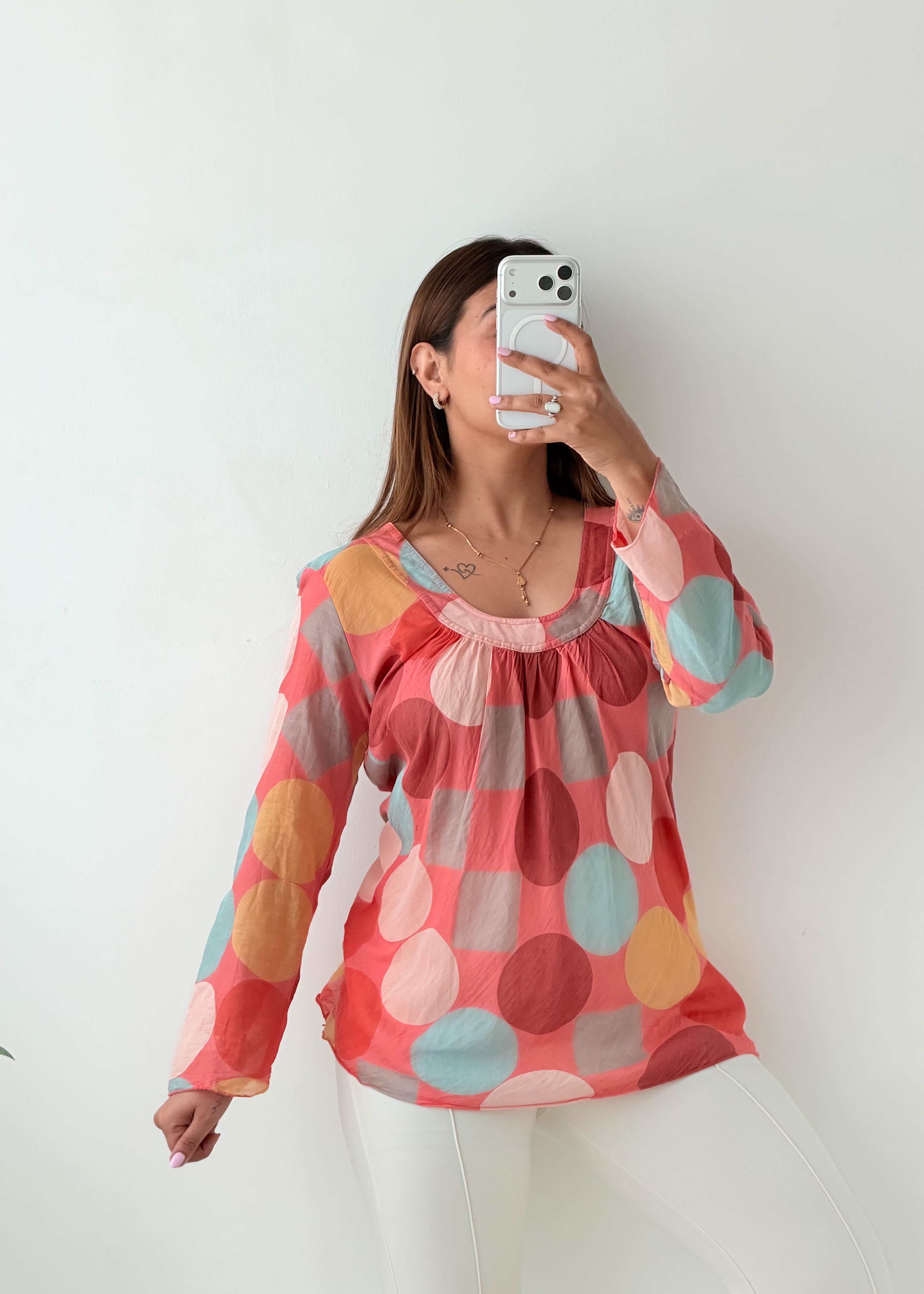 Size S-M Multicolor Polka Dot Blouse