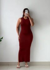 Size S-M Rust Ribbed Knit Maxi Dress
