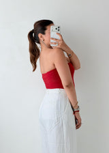 Size M Red One Shoulder Bodysuit