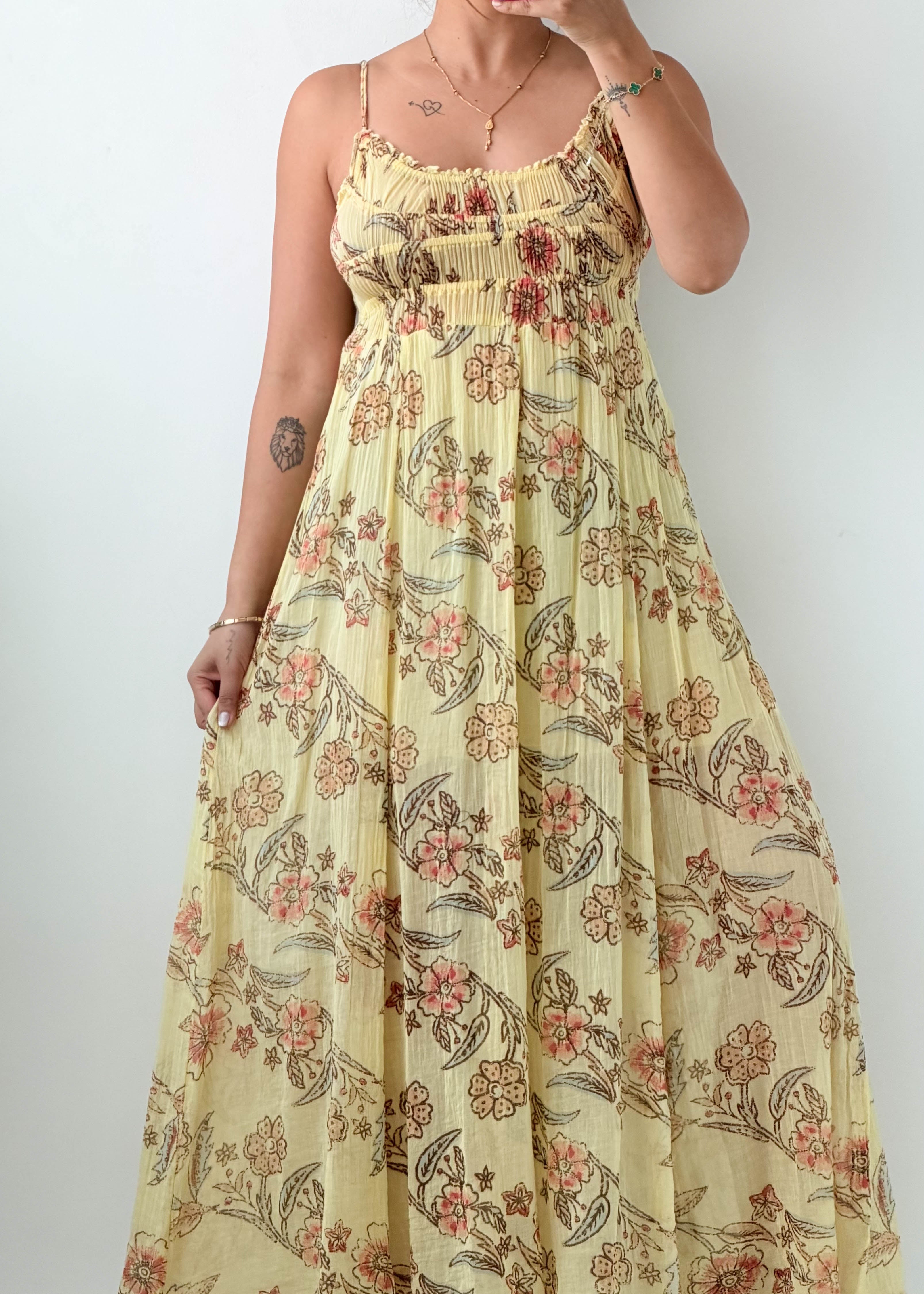 Size XS-M Yellow Floral Maxi Dress