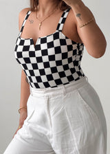 Size S-M Black & White Checkerboard Bodysuit