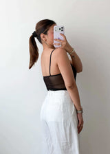 Size XS-S Black Sheer Corset Bodysuit
