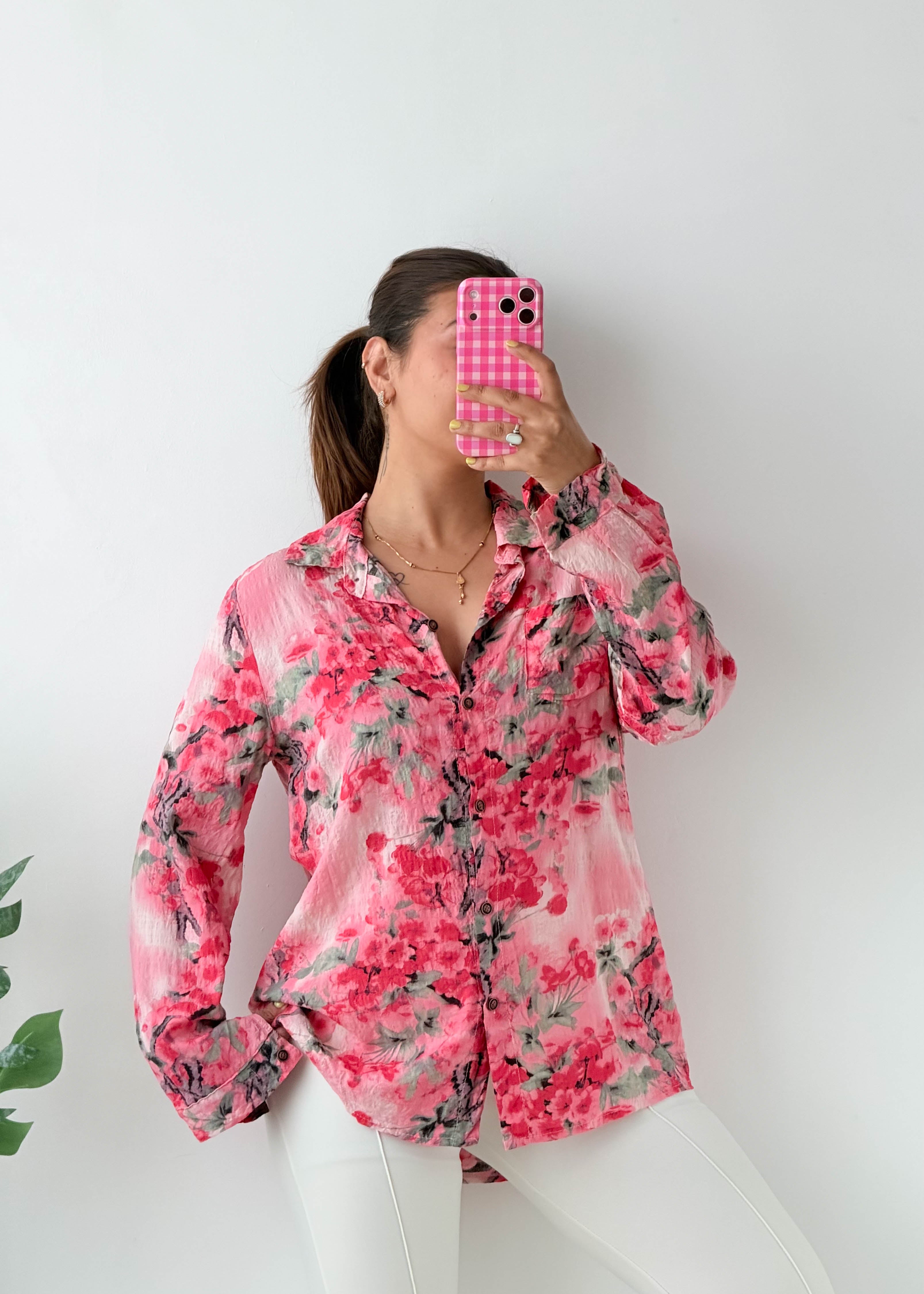 Size S-M Pink Floral Shirt