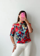 Size XS-S Multicolor Tropical Print Shirt Top