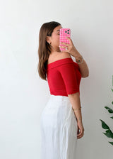 Size S-M Red Off-Shoulder Bodysuit