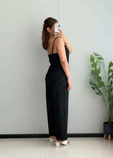 SIZE S-M, Black Spaghetti Strap Wide-Leg Jumpsuit. - Closet by Payal