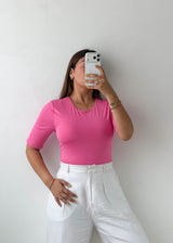 Size M-L Pink Half Sleeve Bodysuit
