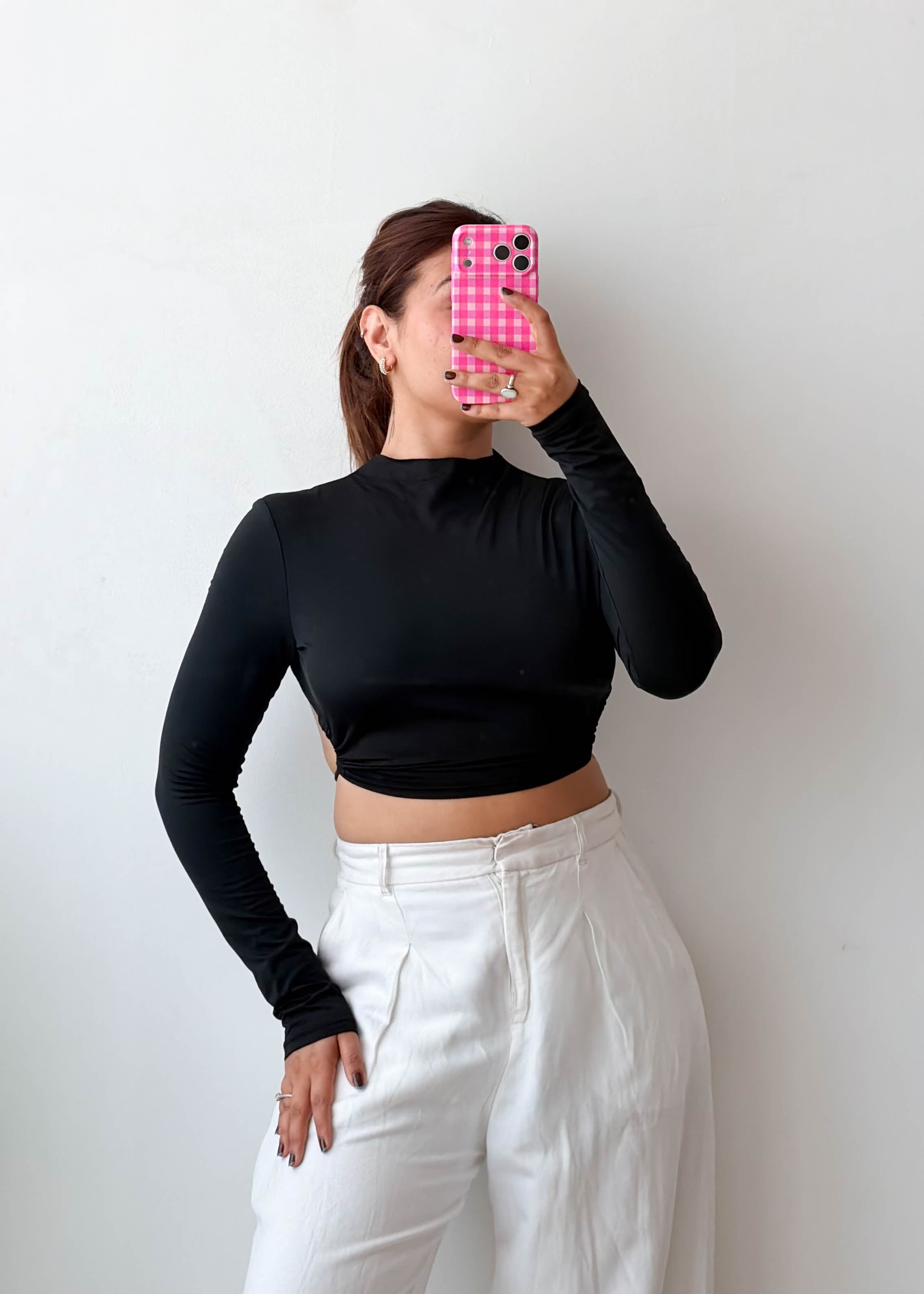 Size XS-S Black Open Back Top