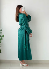 Size S-M Teal Green Satin Maxi Dress
