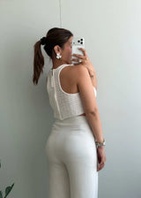 Size M-L, White Crochet Crop Top - Closet by Payal