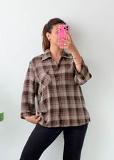 Size M-L Brown Plaid Shirt