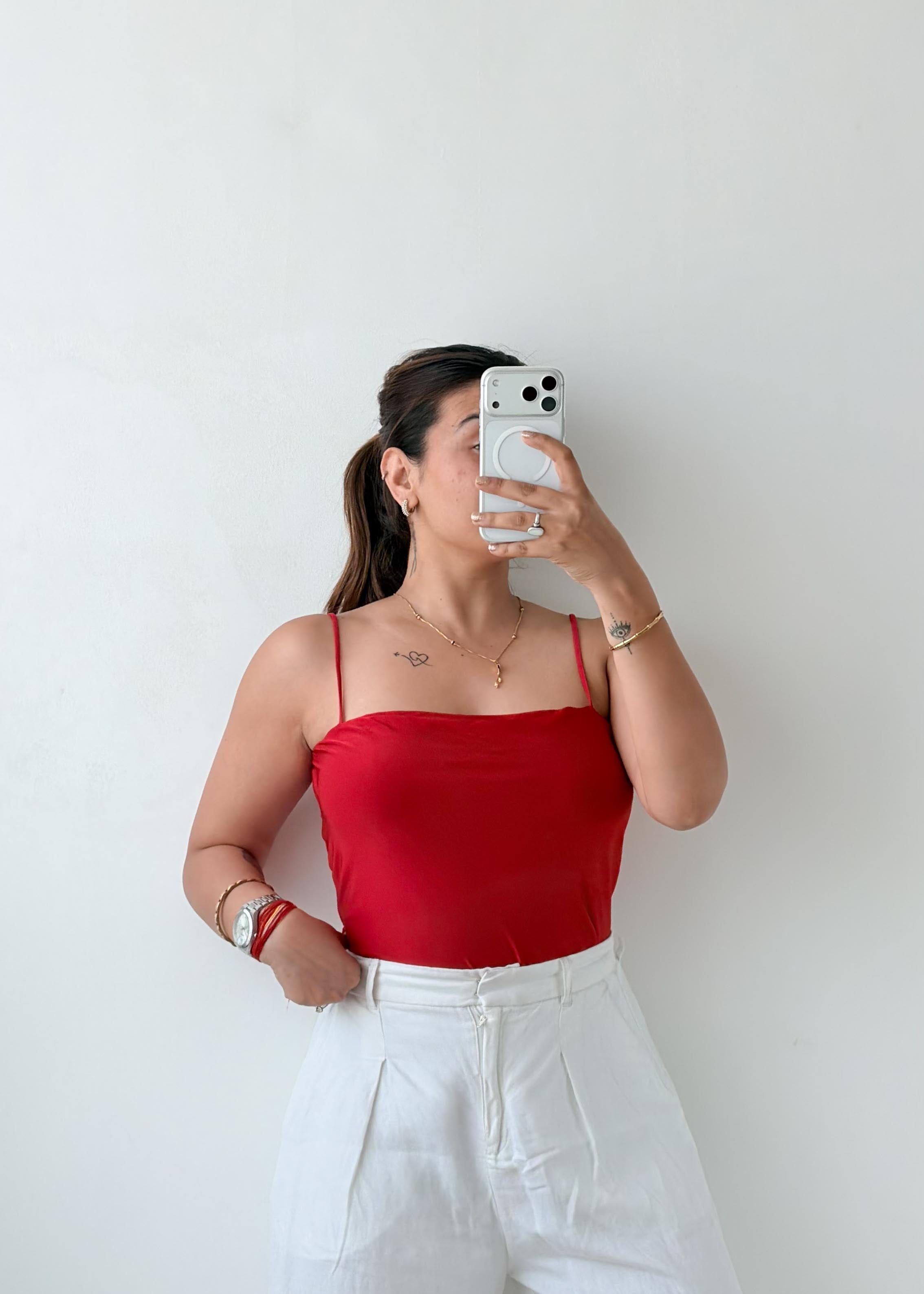 Size L-XL Red Cami Bodysuit