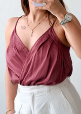Size XS-S Mauve Satin Wrap Bodysuit