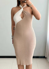 SIZE M-L, Biege Bodycon Dress - Closet by Payal